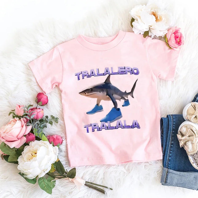 Cool Kawaii Italian Brainrot T-Shirt Kids Cartoon Anime Print Clothes Round Neck Basic Boys Tops Absorbent Casual Shirts Gift