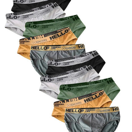 10PCS Men's Breathable Triangle Pants with Multi-Color Combination and Unique Belt Design Are Comfortable Daily Underwear