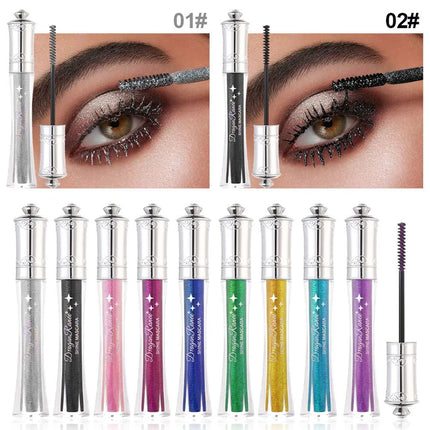 9 Color Diamond Mascara Sparkling Glitter Silver Black Mascara Shining Blue Pink Pearlescent Sequins Mascara Lengthening Eyelash