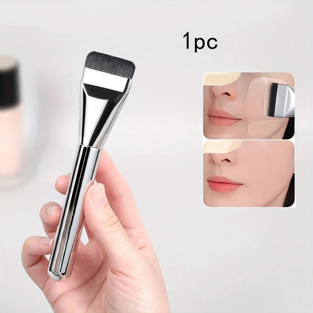 1/2pc Multi-Use Foundation Ultra-Fine, Hypoallergenic Nylon Bristle Oval Foundation Brush - Perfect for Face Contouring