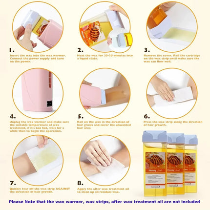 2026 Roll On Waxing Kit For Hair Removal All Skin Types Heater Waxing Hot Cartridge Honey Hair Removal Wax Roller Set Unisex
