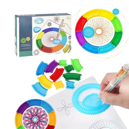 Funny Spirograph Drawing Toys Set Interlocking Gears & Plate Geometric Ruler Creative Educational Kids DIY art Crafts Ruler Toy