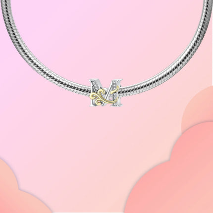 925 silver 26 letters retro fashion golden pendant fit original bracelet charm beads necklace Diy female jewelry