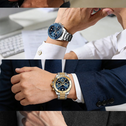 SAPPHERO Fashionable Men's Watch Date Display 5ATM Waterproof Watch Stainless Steel Watch Strap Men's Gift Watch For Men