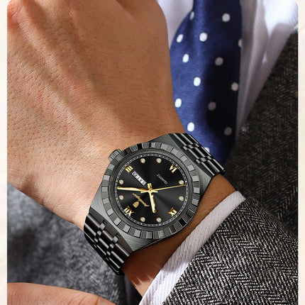POEDAGAR Business Men's Watches Waterproof Luminous Week Date Fashion Men's Wristwatch Stainless Steel Quartz Watch For Men Reloj
