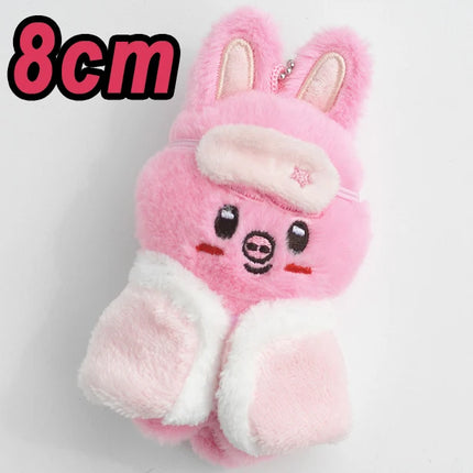 *-SKZOO Stray Kids Keychain Plush Toy Pajamas Eye Mask Keychain Decorative Animal Pink Series Mini Companion Doll DIY Products