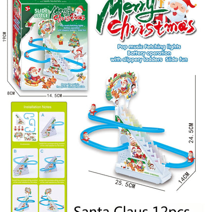 Electric Duck Track Rail Racing Slide Duckling Climbing Stairs Baby Toy LED Lights Musical Slide Roller Coaster Toys for Gift