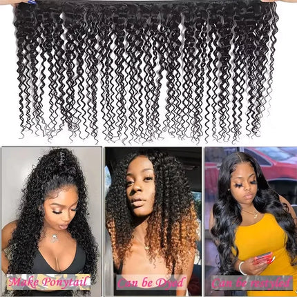 Promotional Sale 10-38 Inch Natural Color Jerry Curly Human Hair Bundles And Weaves Unprocessed Brazilian Human Hair Weave Bundles 1-4PCS Raw Hair Bundles Weave Extensions Hair Extensions Materials  For Women Natural Black So
