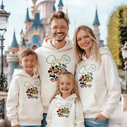 2026 Spring Mickey Pattern Pure Cotton Hoodie Parent-child Suit Unisex Cute Keep Warm High Quality CausalFamily Cotton Hoodie