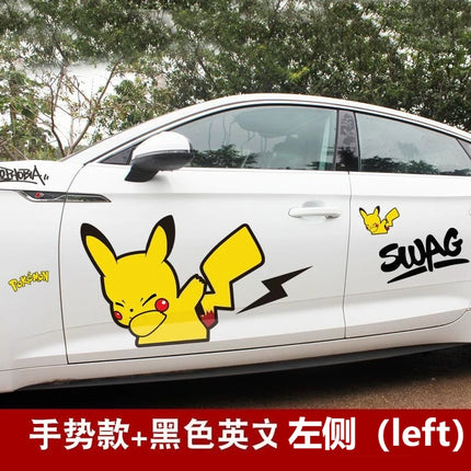 popular anime Pokemon cute Pikachu car sticker Scratch obstruction waterproof Cartoon creative car door decal sticker