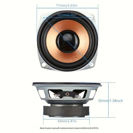 2 PCS/lot 3 Inch Bass Speaker Square 4 Ohm 10W Midrange Woofer DIY BT Subwoofer Loudspeaker For Home Sound System