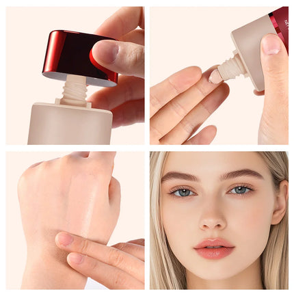 Liquid Foundation And Puff Makeup Set Lightweight Waterproof Long Lasting Matte Facial Foundation Cosmetics Woman Makeup