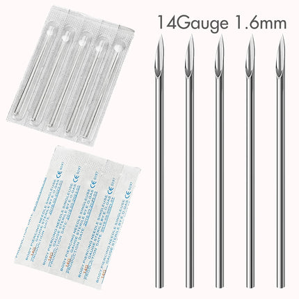 Disposable Sterile Body Piercing Needles Stainless Steel 0.8/1.0/1.2/1.6/2.0mm for Ear Nose Belly Tongue Eyebrow Piercer Tools