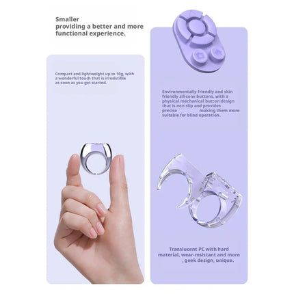 Transparent Scrolling Ring Remote for TikTok YouTube Instagram Video Scroller Page Turner Clicker Bluetooth Camera Shutter