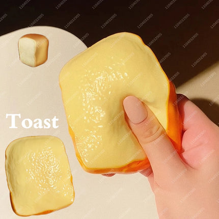 Food-Shaped Stress Ball Toast Squishy Toy Moldable Non-Bounce Squeeze Ball ASMR Sensory Anti Stress Fidget Toys for Kids & Adult