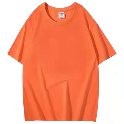Xinjiang cotton 300g heavy cotton round neck short-sleeved T-shirt loose solid color large size men's and women's couples shirt