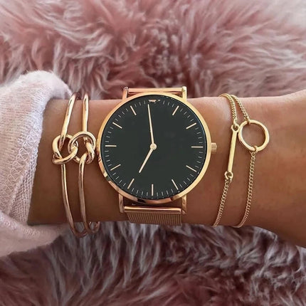 4pcs Punk Curb Cuban Chain Bracelets Set for Women Simple Thick Gold Color Charm Bracelets Fashion Jewelry Accessories New