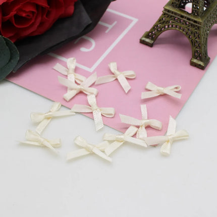 100pcs 1-2cm ( Very small ) Mini Polyester Satin Ribbon Bows Tie Scrapbooking Embellishment Hair Clips Pets Hair Bow Crafts