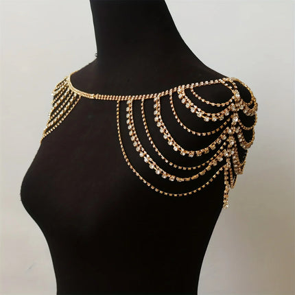 Sexy multi-layer classical tassel rhinestone shoulder chain banquet party women's body chain jewelry