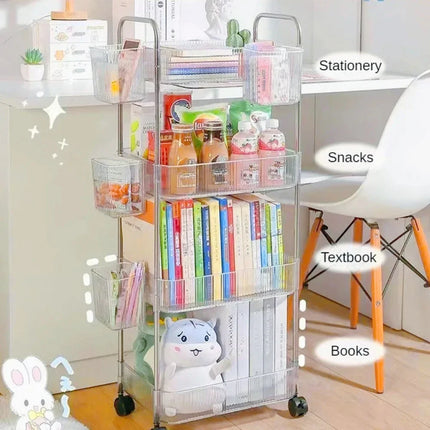 2/3/4 Tiers Mobile Shelf with Wheel Multi-Layers Storage Rack Home Trolley for Snacks Cosmetic Sundries Organizer Rolling Cart