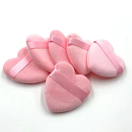 6pcs Reusable Love Heart Shape Velvet Powder Puff Face Makeup Sponge Cosmetics Soft Cotton Face Washable Sponge Puff