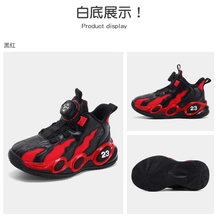 Fashion Basketball Shoes for Kids High-top PU Leather Sports Shoes Children Casual Shoes Boys Girls Comfortable Gym Trainers New