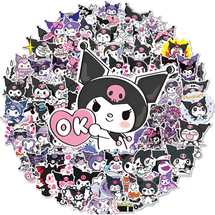10/30/50/100pcs Cute Kuromi Cartoon Anime Stickers Sanrio Decals DIY Skateboard Stationery Laptop Waterproof Sticker Classic Toy