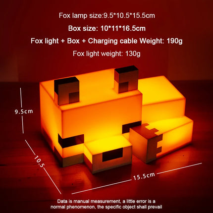 MC Game Cute Fox Night Light Soft Orange Glow Officially Licensed Decor And Desk Lamp For Gaming Room Or Kids And Tween Bedroom