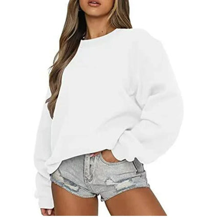 Spring Autumn Women's sweatshirt daily Casual Pullover Solid Color Sportswear comfort O-Neck Tops Loose long sleeve sweatshirt