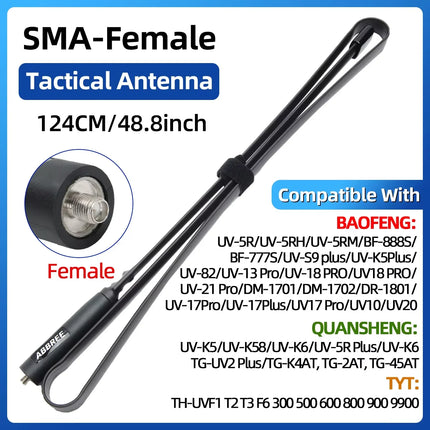 ABBREE CS Tactical Antenna SMA-Female Dual Band VHF UHF 144/430Mhz Foldable For Walkie Talkie Baofeng UV-21 UV-5R QuanSheng K5