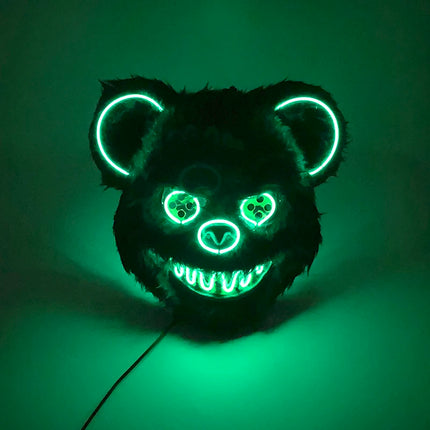 Halloween Light Up Horror Mask Glowing Bloody Bear Killer Mask Flashing Neon Scary Bear Mask for cosplay mask purim props