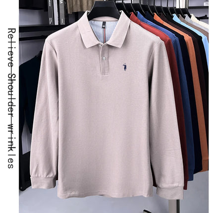 High-end brand 100% cotton long sleeve polo shirt, fashion luxury, pony embroidery, business casual comfort, new Paul men's T-shirt