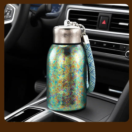 100% Pure Titanium Mini "Chubby Cup" - 280ml Double-Walled Vacuum Insulated Mug with Handle, Compact & Portable