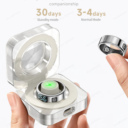 New Smart Ring LED Screen Health Monitor Multi Sports Modes Heart Rate Measurement 5ATM Waterproof Smart Ring With Charging Case