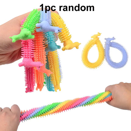 1-6PCS Funny Unicorn Pull Worm Noodle Fidget Toys Stretch String TPR Rope Anti Stress Toys String Stress Relief Autism Vent Toy