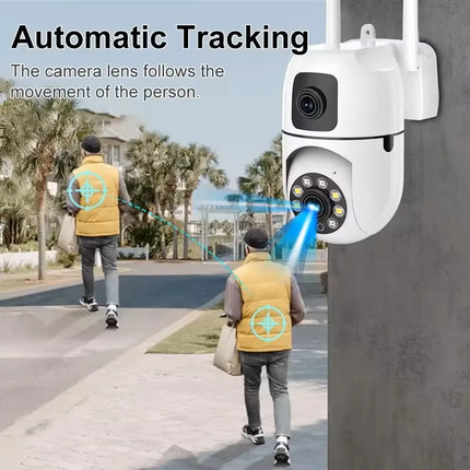 8MP WiFi Surveillance Camera Dual Lens PTZ IP Camera Wireless Security Two-Way Audio Human Detect Security 10X Zoom 5MP Camera