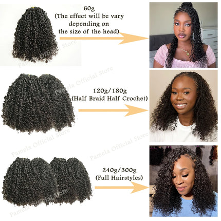 Afro Kinky Burmese Curly Crochet Human Hair Knotless Pre-Separated Crochet Feather Hair Extensions Curly 100% Human Hair