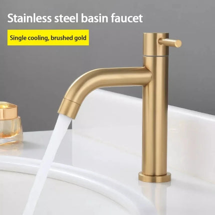 SUS 304 Stainless Steel Bathroom Basin Tap Bathroom Faucet GOLD Pillar Basin Tap Torneira Banheiro Vintage Brushed Gold Faucet