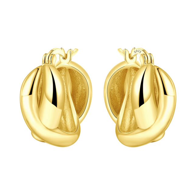 Original 2026 S925 Sterling Silver Zircon 18K Gold Lining Vintage Hoop Earrings for Women Birthday Party Wedding Gift Jewellery