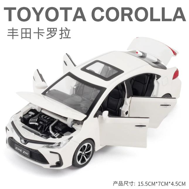 Diecast 1:32 TOYOTA Corolla Alloy Car Model Sound And Light Pull Back Door Opening Metal Car Model Collection Gifts For Friends