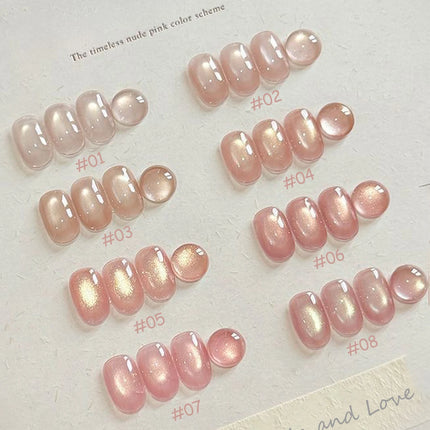 1-12pcs PSK New Whitening Strawberry Cat Eye Gel Nail Polish 2026 Super Glitter Whitening Red Glass Bead Nail Art Pink Nails