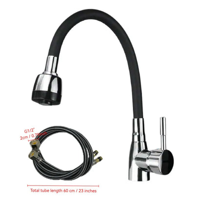 Modern 304 stainless steel kitchen faucet with silicone hose - adjustable, ceramic valve core, no electricity required.