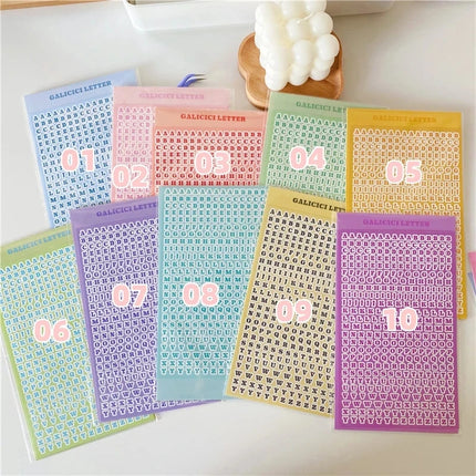 SKYSONIC Number & Letter Series Full Set Journal Stickers Decor Scrapbooking Materials Stationery Postcards Sticker Suppli