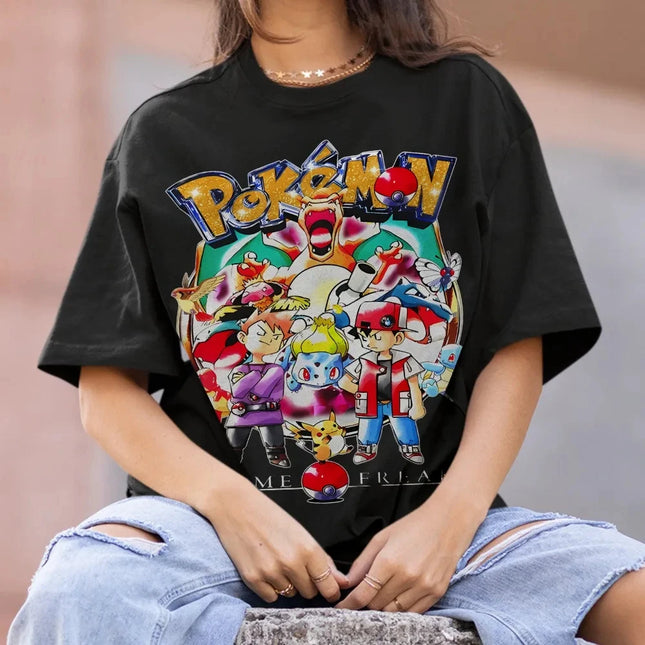 Pokemon T-shirt Men's Pure Cotton Casual Round Neck Short Sleeve T-shirt Summer Sports Casual Short Sleeve Top