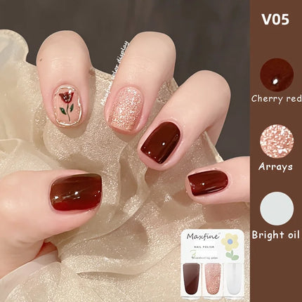 V05 Tulip Intense 3-Bottle Set No-Bake Nail Polish Quick-Dry Long-Lasting Peelable Water-Based Nail Polish Kit