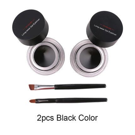 Music Flower 2pcs/Kit Eyeliner Gel Cream Natural Brown Makeup Eye Liner With Brush Easy to Draw Arrows Waterproof Eye Cosmetics