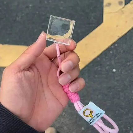 Harajuku Clear Pixel Filter Keychain Creative Blank Acrylic Small Frame Keyring Couple Anniversary Bag Pendant DIY Accessories