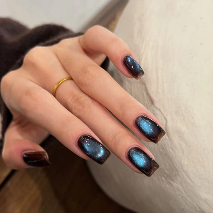 SHAKA 1pcs Autumn Winter Whitening Blue Temperament Glass Bead Cat Eye Gel Nail Polish Brown Blue Cat Eye Nail Art Nail Supplies