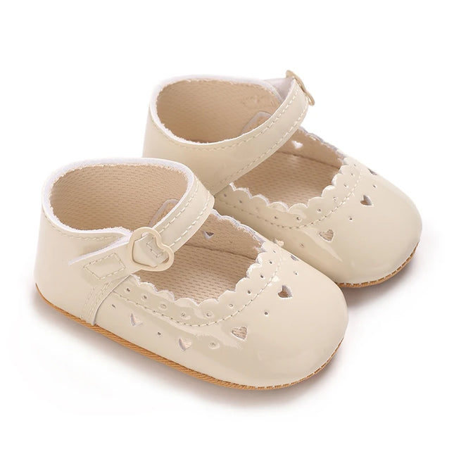 Solid Color Baby Girl Mary Jane Shoes With Soft Rubber Sole Anti Slip Spring And Autumn Princess Shoes Suitable For 0-18M Babies