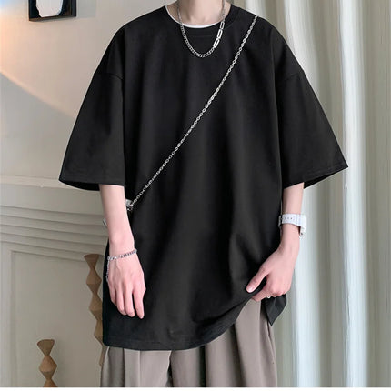 Men's Cotton T-shirts White Men's Oversized T-Shirt Solid Summer Casual Wear Tee Shirts Fashion for Men 5XL Male Clothes